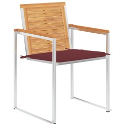 Chaises de jardin avec coussins lot de 2 Teck solide et acier 