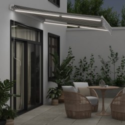 Auvent manuel rétractable avec LED anthracite blanc 300x250 cm 