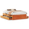 Cadre de lit sans matelas avec tiroirs brun cire 150x200 cm pin 