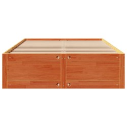 Cadre de lit sans matelas avec tiroirs brun cire 150x200 cm pin 