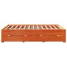 Cadre de lit sans matelas avec tiroirs brun cire 150x200 cm pin 