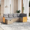 Salon de jardin avec coussins 6pcs mélange beige résine tressée 