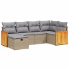 Salon de jardin avec coussins 6pcs mélange beige résine tressée 