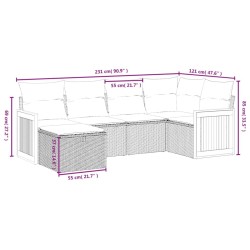 Salon de jardin avec coussins 6pcs mélange beige résine tressée 