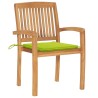 Chaises de jardin empilables avec coussins lot de 4 Teck solide 