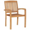 Chaises de jardin empilables avec coussins lot de 4 Teck solide 