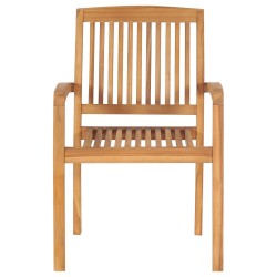 Chaises de jardin empilables avec coussins lot de 4 Teck solide 