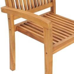 Chaises de jardin empilables avec coussins lot de 4 Teck solide 