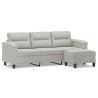 Canapé 3 places repose-pieds Gris clair 180 cm Tissu microfibre 