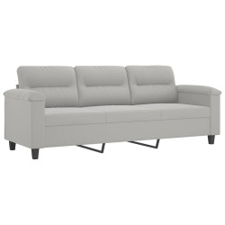 Canapé 3 places repose-pieds Gris clair 180 cm Tissu microfibre 