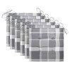 Chaises de jardin coussins à carreaux gris lot de 6 Teck massif 