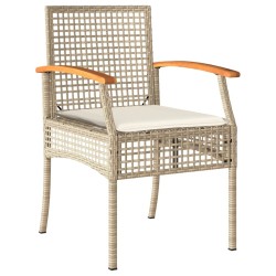 Ensemble à manger de jardin avec coussins 5pcs Beige poly rotin 