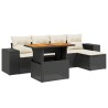 Salon de jardin 6 pcs avec coussins noir résine tressée 