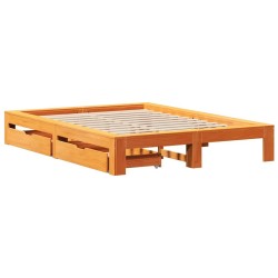 Cadre de lit sans matelas cire marron 150x200cm bois pin massif 