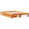 Cadre de lit sans matelas cire marron 150x200cm bois pin massif 