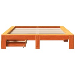 Cadre de lit sans matelas cire marron 150x200cm bois pin massif 