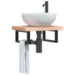 Supports d'étagères pour lavabo 2 pcs noir rectangulaire acier 