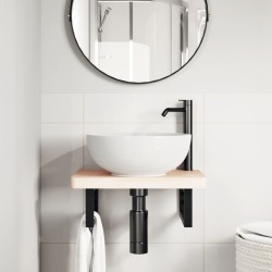 Supports d'étagères pour lavabo 2 pcs noir rectangulaire acier 