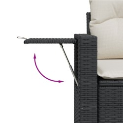 Salon de jardin 7 pcs avec coussins noir résine tressée 