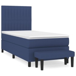 Sommier à lattes de lit avec matelas Bleu 90x200 cm Tissu 