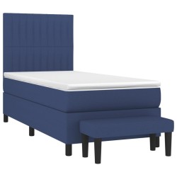 Sommier à lattes de lit avec matelas Bleu 90x200 cm Tissu 