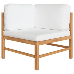 Banc de jardin 2 places avec coussins crème Bois de teck solide 