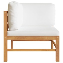 Banc de jardin 2 places avec coussins crème Bois de teck solide 