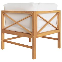 Banc de jardin 2 places avec coussins crème Bois de teck solide 