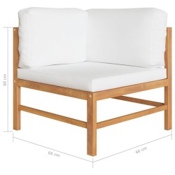 Banc de jardin 2 places avec coussins crème Bois de teck solide 