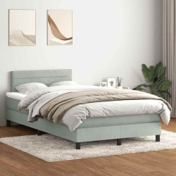 Sommier à lattes de lit et matelas gris clair 120x210cm velours 
