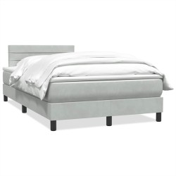 Sommier à lattes de lit et matelas gris clair 120x210cm velours 