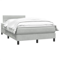 Sommier à lattes de lit et matelas gris clair 120x210cm velours 