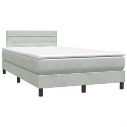 Sommier à lattes de lit et matelas gris clair 120x210cm velours 