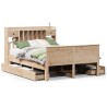 Lit bibliothèque sans matelas 160x200 cm bois massif de pin 