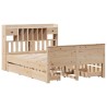 Lit bibliothèque sans matelas 160x200 cm bois massif de pin 
