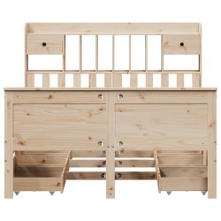 Lit bibliothèque sans matelas 160x200 cm bois massif de pin 