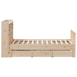 Lit bibliothèque sans matelas 160x200 cm bois massif de pin 