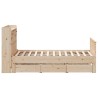 Lit bibliothèque sans matelas 160x200 cm bois massif de pin 