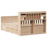 Lit bibliothèque sans matelas 160x200 cm bois massif de pin 
