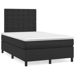 Sommier à lattes de lit avec matelas noir 120x190 cm similicuir 