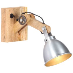 Lampe murale E27 Argenté Bois de manguier massif et fer 