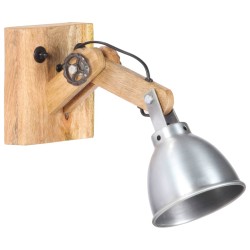Lampe murale E27 Argenté Bois de manguier massif et fer 