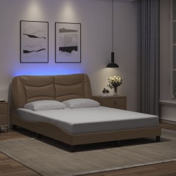 Cadre de lit avec LED sans matelas cappuccino 140x200 cm 