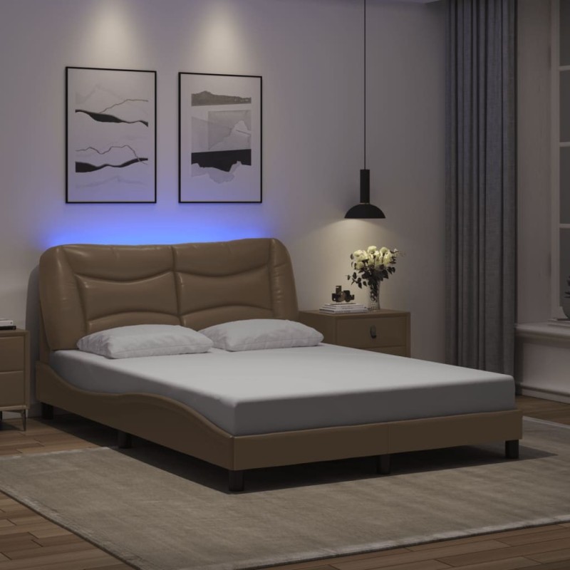 Cadre de lit avec LED sans matelas cappuccino 140x200 cm 