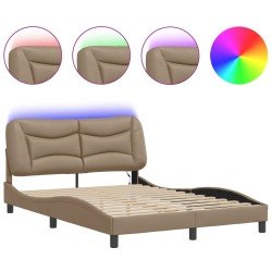 Cadre de lit avec LED sans matelas cappuccino 140x200 cm 