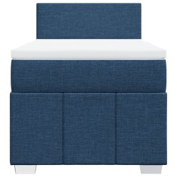 Sommier à lattes de lit avec matelas Bleu 90x190 cm Tissu 