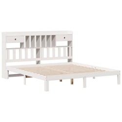 Lit bibliothèque sans matelas blanc 180x200 cm bois pin massif 