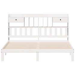 Lit bibliothèque sans matelas blanc 180x200 cm bois pin massif 