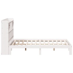 Lit bibliothèque sans matelas blanc 180x200 cm bois pin massif 