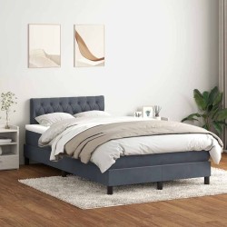 Sommier à lattes de lit et matelas gris foncé 120x210cm velours 